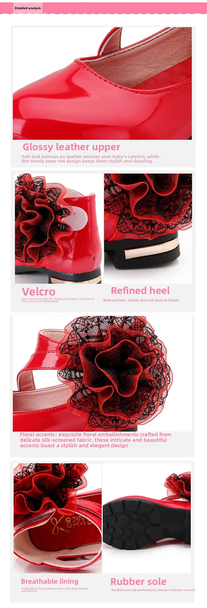 Girls Leather Shoes for Party Wedding Kids Performance Shoes with Butterfly-knot Fashion Children High Heels Rhinestone Shoes