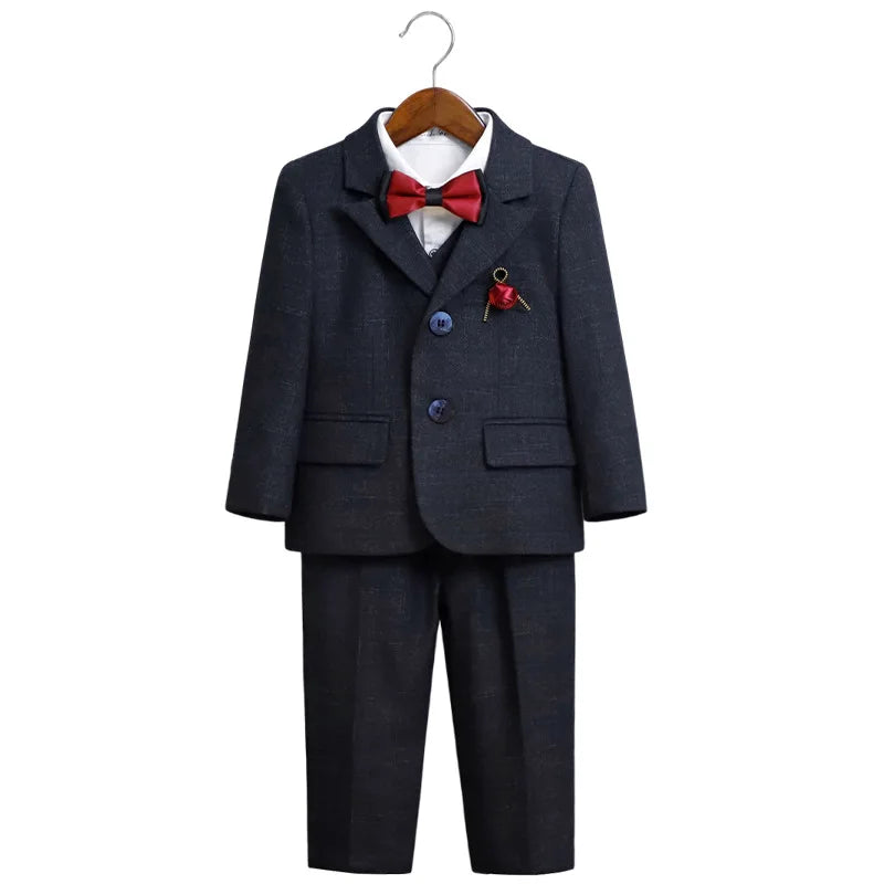 Child Boy Wedding Suit 1-14 Years Teenage Boy Suits Outfits Set Spring Autumn Elegant Boy Formal Performance Costume Suit Set
