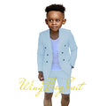Summer Boys Suit Jacket Shorts 2 Piece Set Double Breasted Design Formal Kids Wedding Tuxedo Ring Holder Clothes