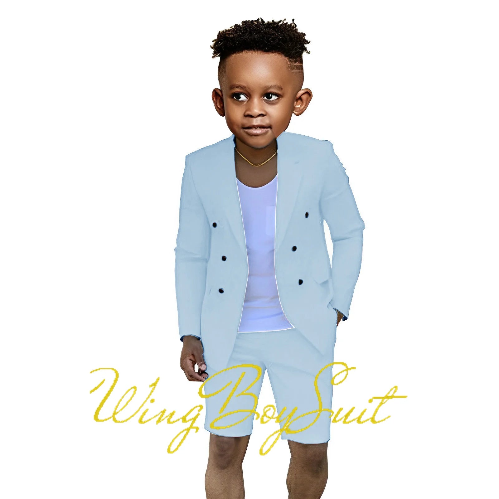 Summer Boys Suit Jacket Shorts 2 Piece Set Double Breasted Design Formal Kids Wedding Tuxedo Ring Holder Clothes