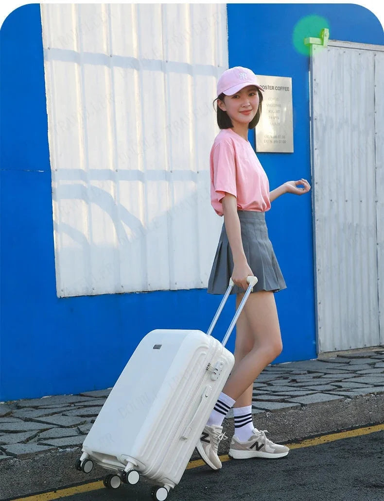 Travel suitcase on mute Universal wheels  ABS +PC Rolling Luggage set 20 inch carry on Cosmetic bag zipper luggage-bags valises
