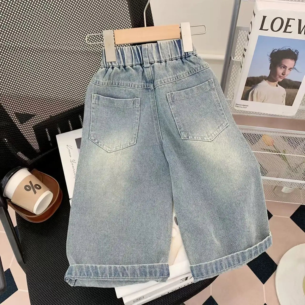 2026 Sanrio Hello Kitty Jeans Children Street Style New Loose Fit Trendy Cool Spring Autumn Fashion Long Denim Pants Casual Wear