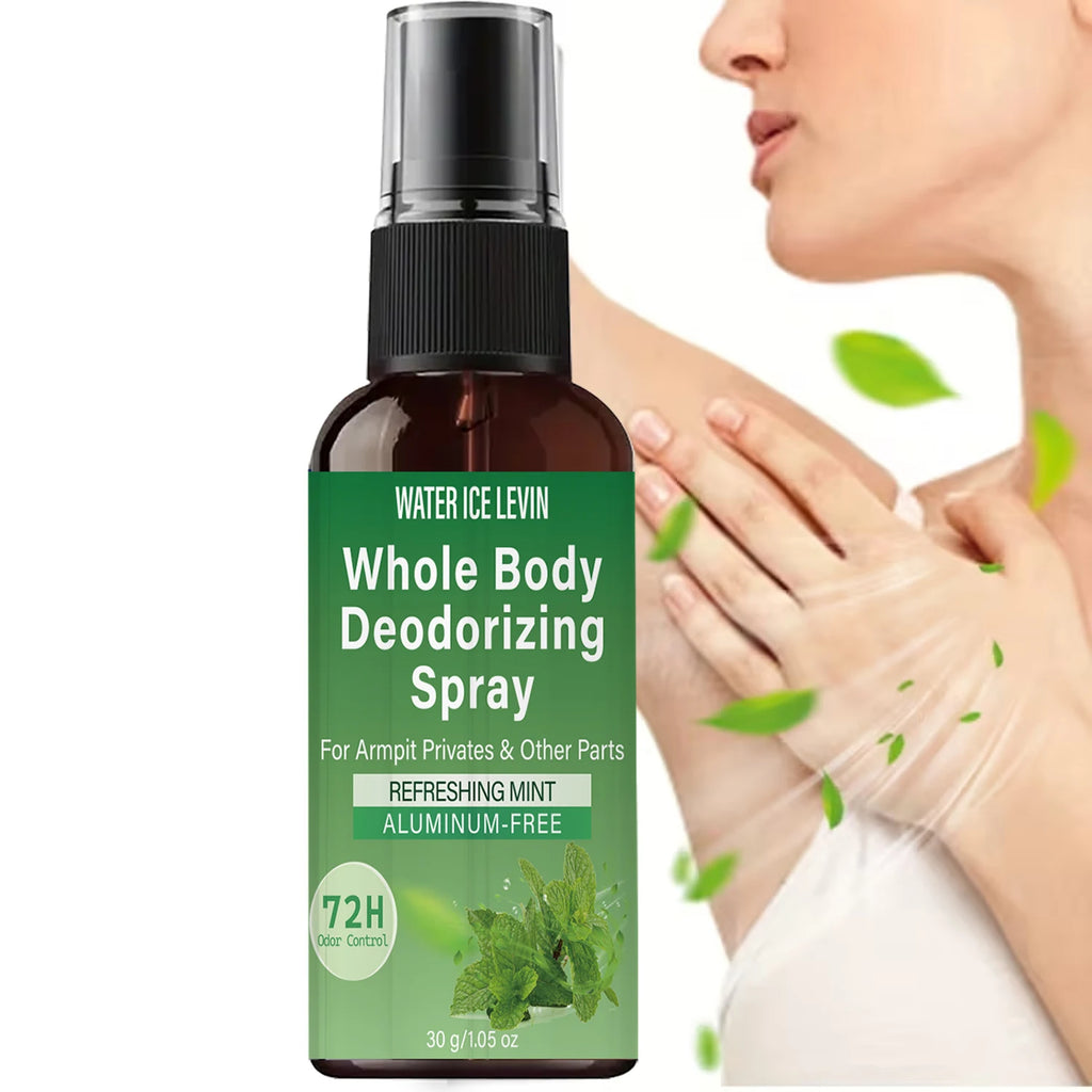 Whole Body Deodorizing Spray Refreshing Mint 72H Odor Control Aluminum-Free for Armpit & Body with Collagen HA 30g