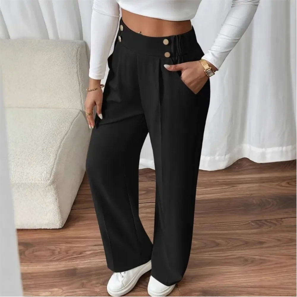 Women's Trousers Casual High-waisted Trousers Loose Temperament Versatile Office Female Straight Long Pants 2025
