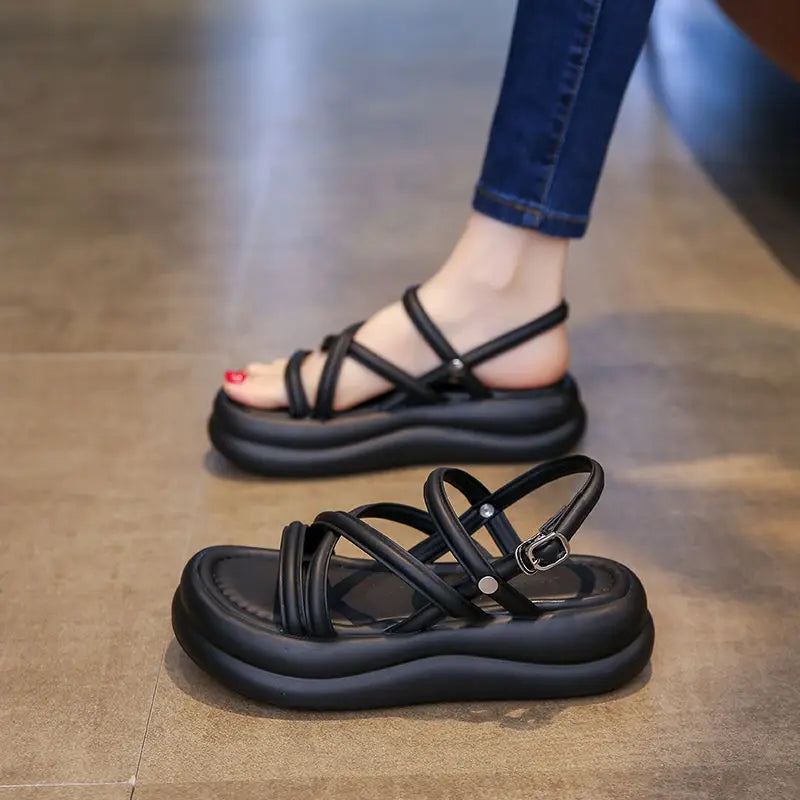 Woman Shoes Brown Sabot Platform Beach Sandals for Women Roman Style Sales Luxury Summer Sale Sandal Wholesale Shoe Asian Size