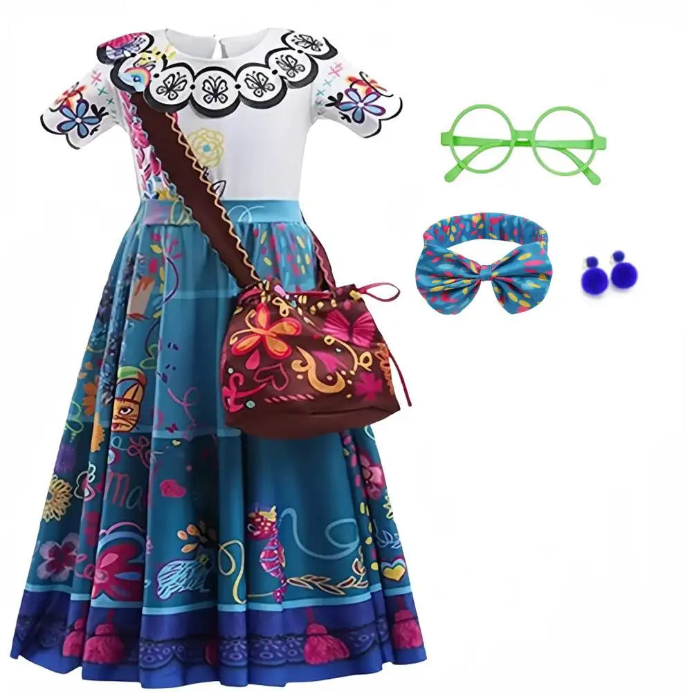 teens Girls Encato Costume with bag headband Charm Princess Dress Seit Kids Mirabel Carnival performance Birthday Party Clothing