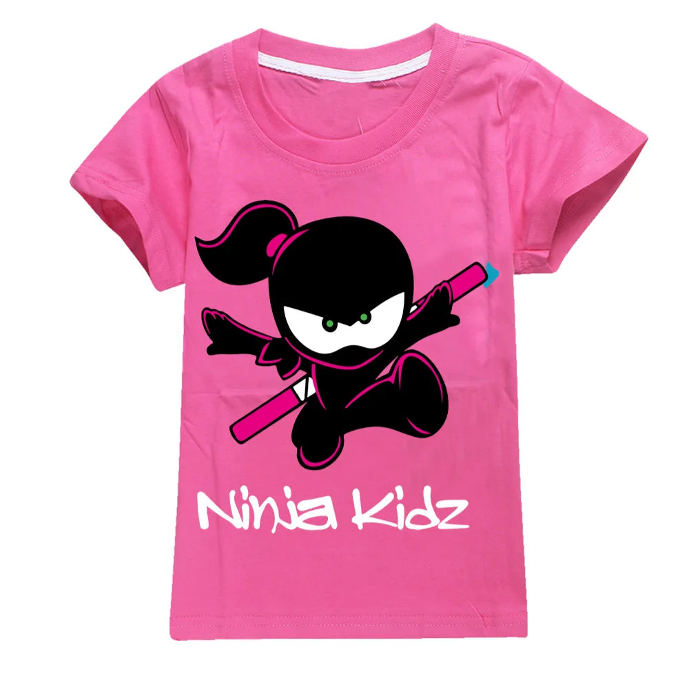 Ninja Kidz Baby Kids Summer Cotton Short-Sleeved T-shirts Children Sweatshirt Cartoon Teenager Tops Boys Girls Tees Clothing