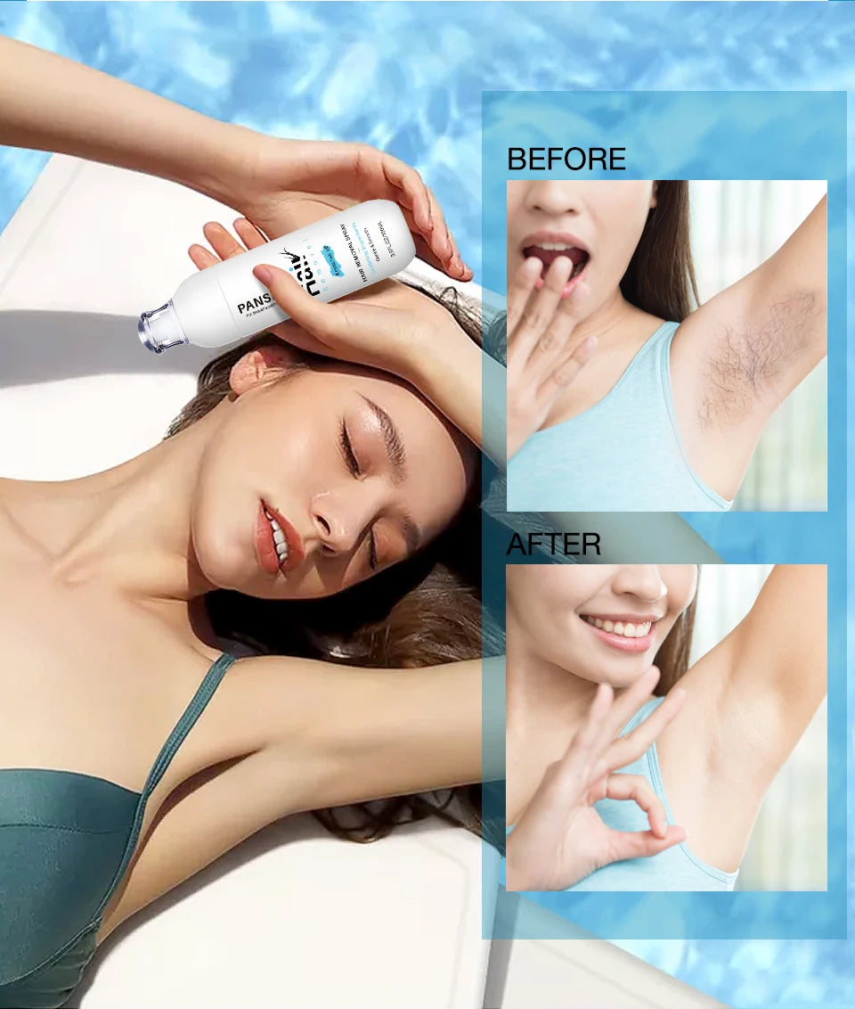100ML Hair Removal Spray Intimate/Private Pubic And Bikini Area Painless Depilatory Inhibits Hair Growth Skin Silky Smooth