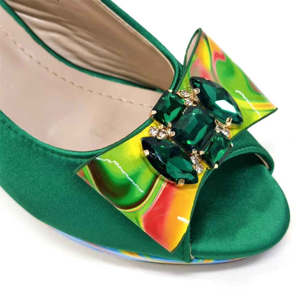 Sandals Woman Summer Ladies Shoes and Bag Decorated with Rhinestone Women Shoe and Bag Set for Party In Women Nigerian Shoe Bag