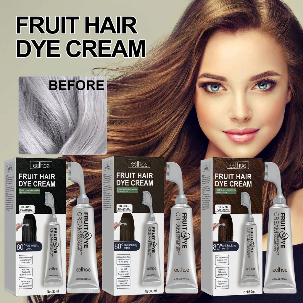 Fruit Hair Dye Cream Quick Coloring Enhance Hair Shine Nourishing Promote Hair Growth Moisturizing Black Hair Hairdressing Cream