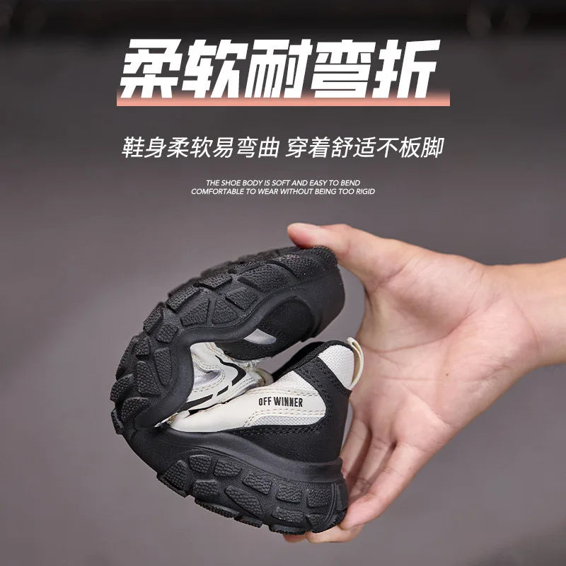 Women's safety shoes with steel toe caps, anti smashing and anti puncture rotating buttons, no tie up, hot selling shoes