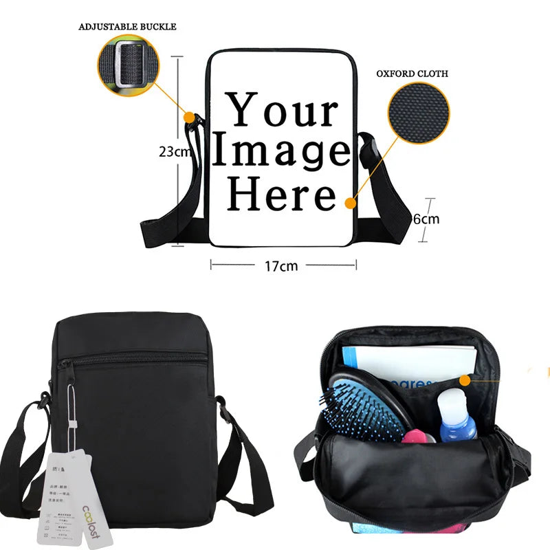 Customize Your Logo Name Messenger Bag Ladies Crossbody Bags for Travel Girls Satchel Women Handbag Small Shoulder Bag Bookbag