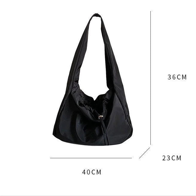 Women Bag New Nylon Bucket Fashion Solid Zipper SOFT Shoulder Bag Purses and Handbags Luxury Designer Black Tote Bag