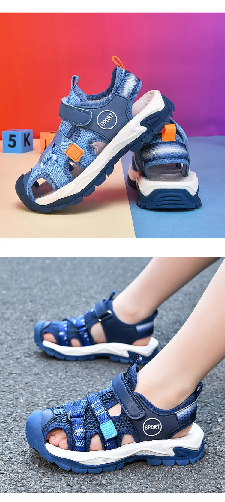 Summer Breathable Sport Sandals for Boys Casual Outdoor Beach Shoe Comfortable Soft Sole Kids Fashion Non-slip Walking Sandalias
