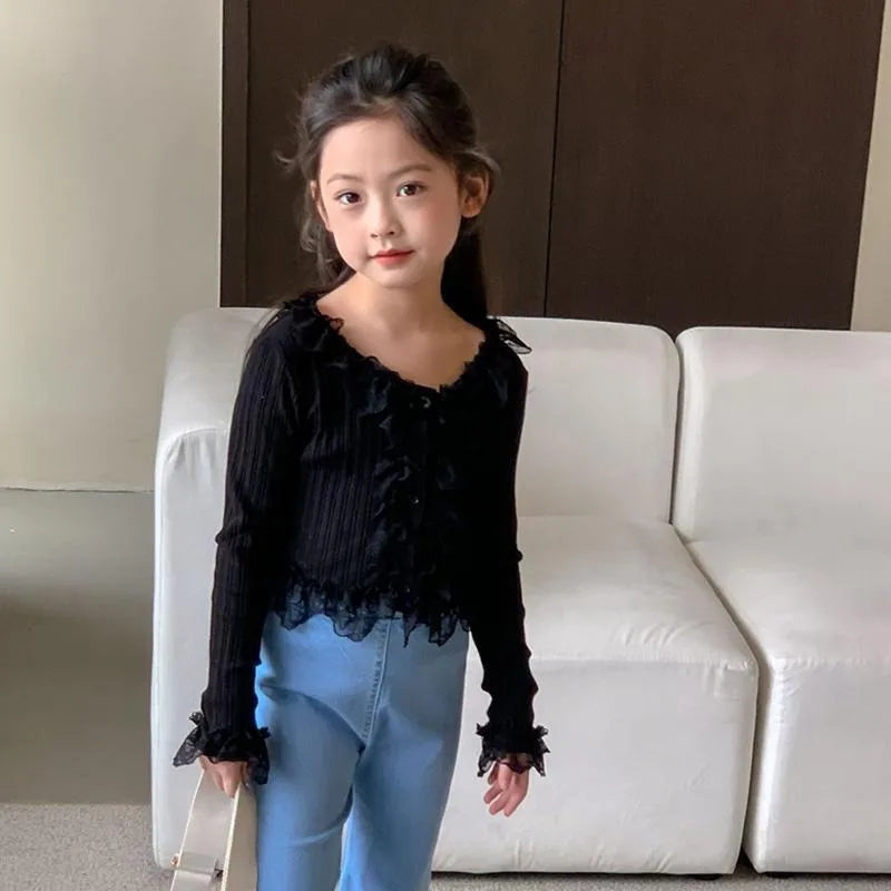 French Lace Tween Girl Clothes T Shirts for Girls 11 12 Years Elementary Student Children Top T-shirts 4 Clothing From 7 8 5 6 9