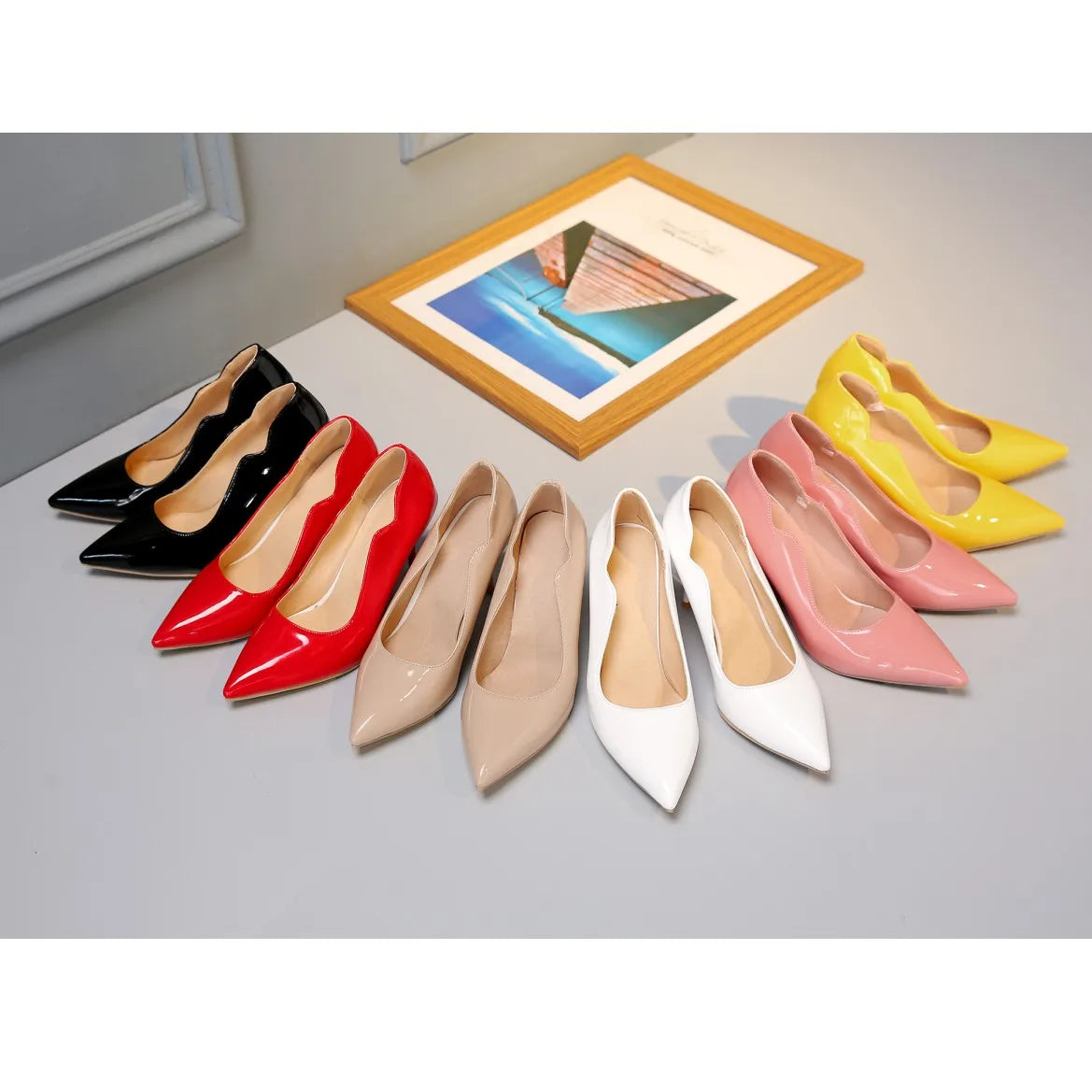 Nude High-Heeled Shoes for Women, Thin Heels, Pointed Toes, Small Size 30, 2024 New Style for Ladies, Elegant Spring and Autumn White Sexy Patent Leather Professional Black Women's Single Shoes, European and American Extra La