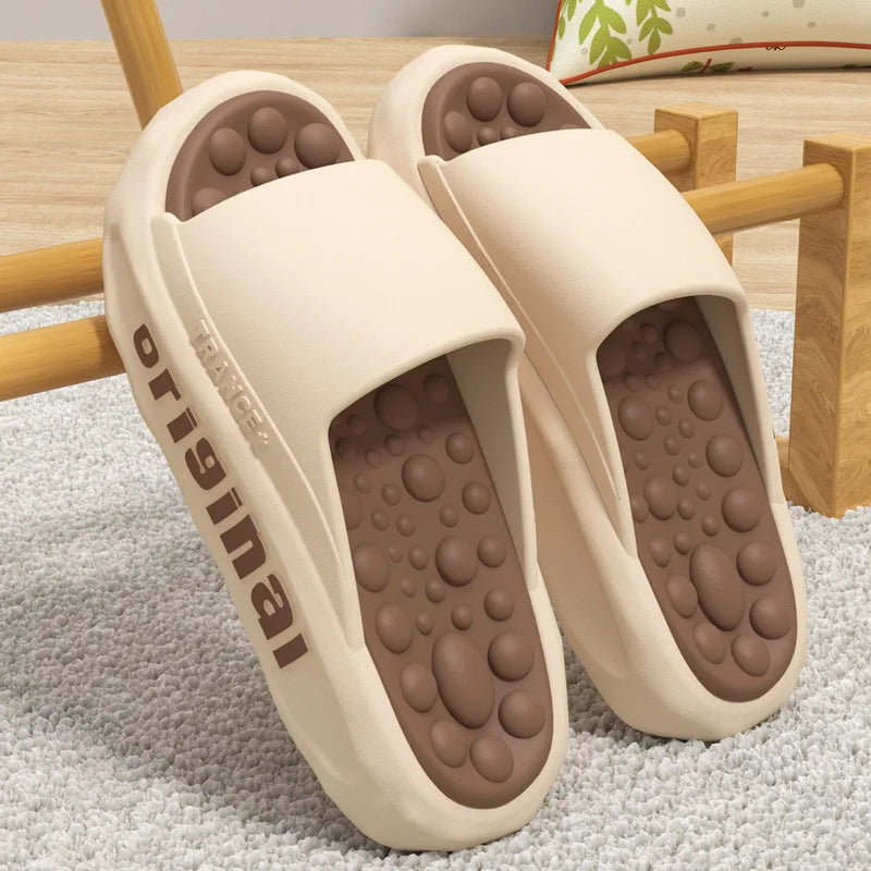 Men's Summer Massage Slippers Male Indoor Home EVA Soft Bottom Anti-skid Slippers One Line Slippers Men Women Casual Shoes