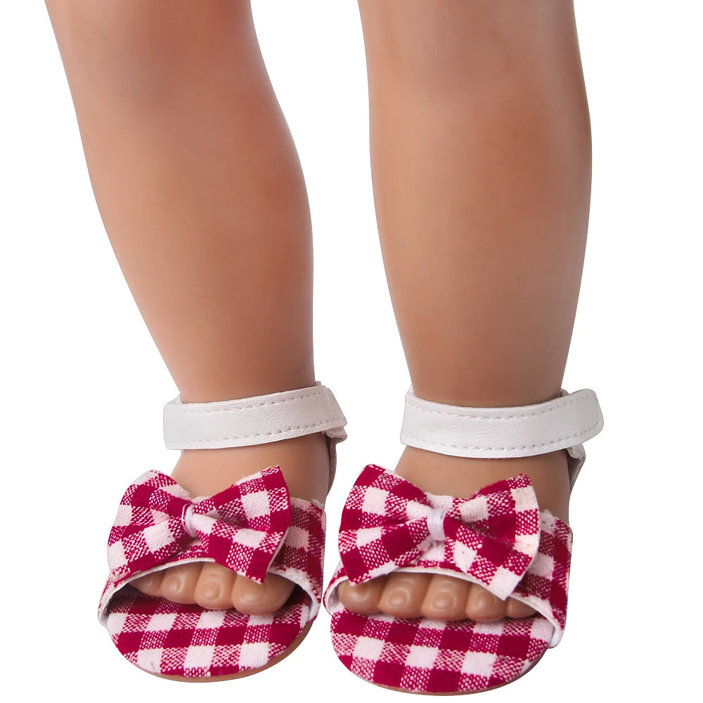 Dropshipping Girl Doll Sandals Shoes American 18 Inch Girl Doll Cute Bow Sandals Ours & Generation Toys Accessories Dress Shoes