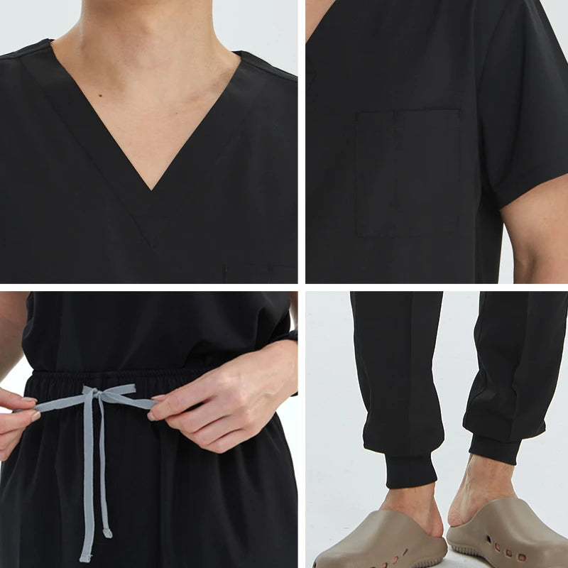 2026 V-neck Medical Nursing Uniforms for Men Short Sleeves Scrubs Surgical Sets Pediatrics Hospital Clothing S21