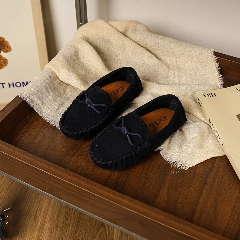 Boy Leather Shoe Simple Versatile Children's Shoe for Girl Fashion Soft Kids Causal Flat Loafers Solid Color Moccasins Versatile