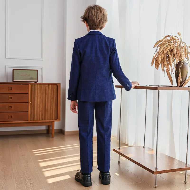 Child Boy Wedding Suit 1-14 Years Teenage Boy Suits Outfits Set Spring Autumn Elegant Boy Formal Performance Costume Suit Set