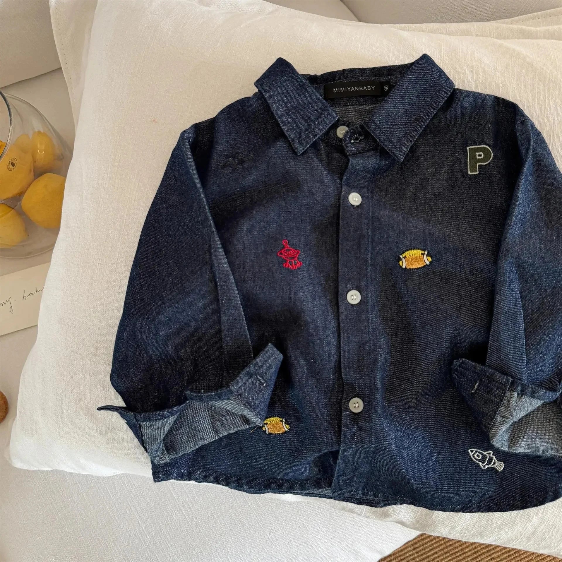 Baby Girls Boys Jean Blouses Kids Blue Shirts 2025 Spring Autumn Tops 1 To 6Yrs Children's Korean Style Clothing