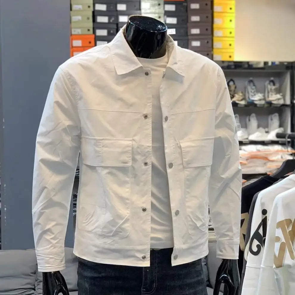 Men Casual Loose Workwear Jacket Long Sleeve Coat Multiple Colors