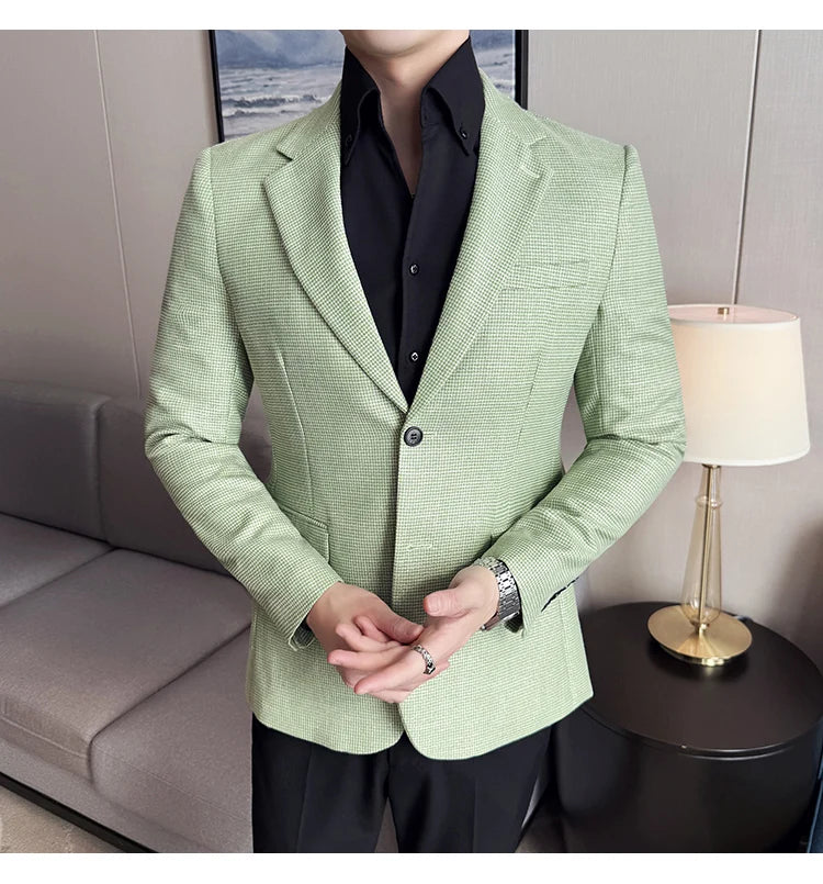 Men Suit Jacket Blazer Hombre High-quality Fashionable and Elegant Men Business Slim Fit Suit Jacket Social Party Formal Jacket