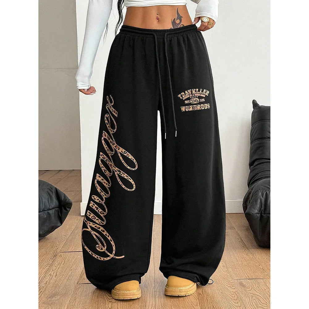 Women's Trousersamerican Jazz Dance Street Dance Wide Leg Pants Y2K Women's Pantsloose Pantswomen's Elastic Pantsautumn