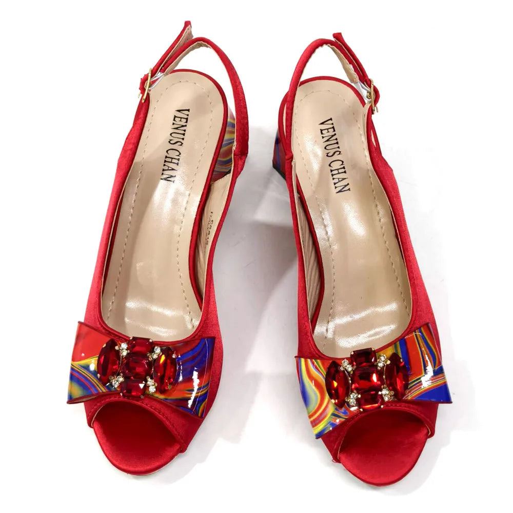 Sandals Woman Summer Ladies Shoes and Bag Decorated with Rhinestone Women Shoe and Bag Set for Party In Women Nigerian Shoe Bag