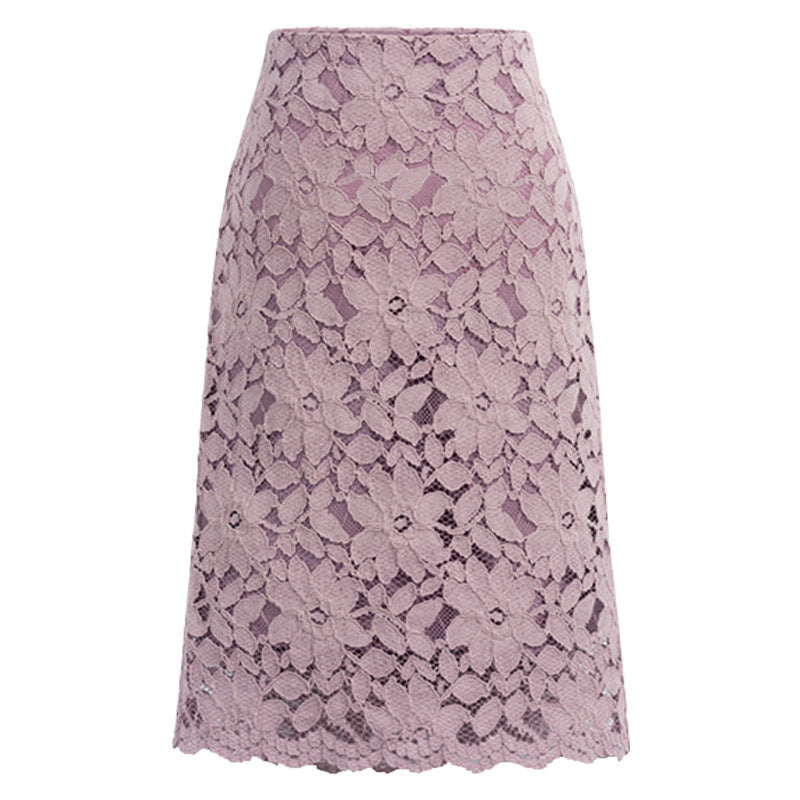 2026 New Women's Pink Skirt, Summer Lace Elegant Office Skirts Pencil Bandage Skirt for Women Skirts Knee-length High Waist
