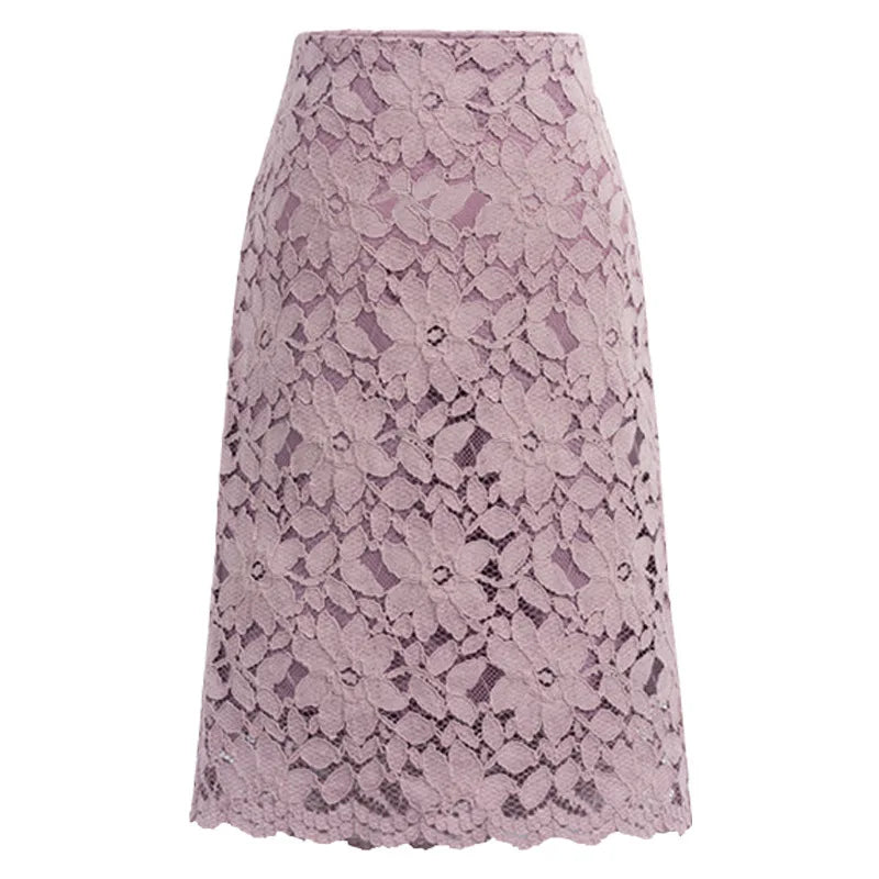 2026 New Women's Pink Skirt, Summer Lace Elegant Office Skirts Pencil Bandage Skirt for Women Skirts Knee-length High Waist