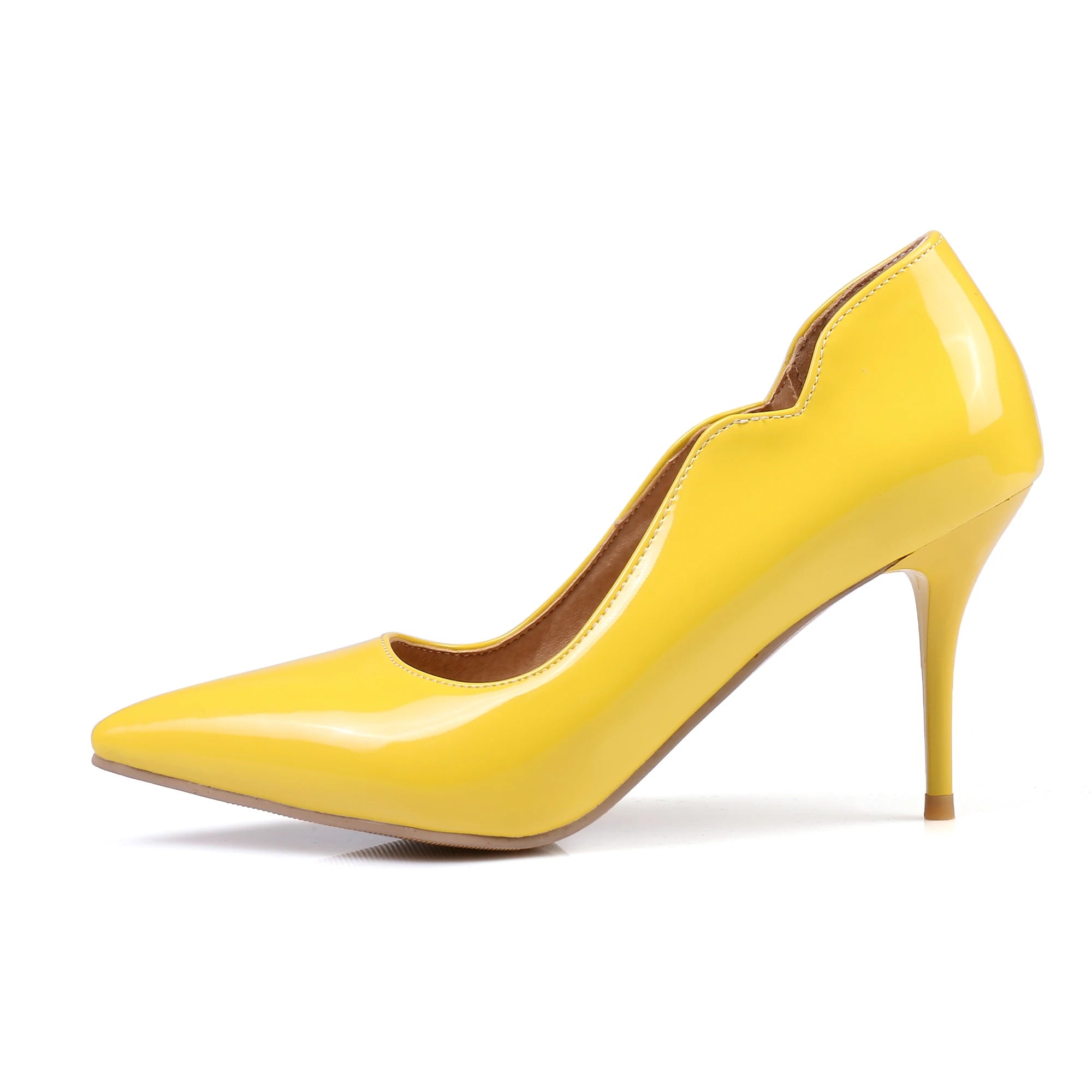 Nude High-Heeled Shoes for Women, Thin Heels, Pointed Toes, Small Size 30, 2024 New Style for Ladies, Elegant Spring and Autumn White Sexy Patent Leather Professional Black Women's Single Shoes, European and American Extra La