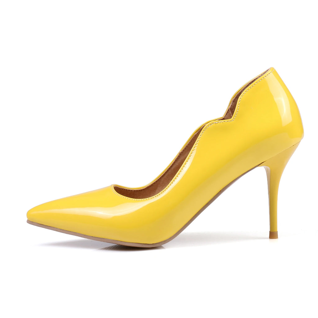 Nude High-Heeled Shoes for Women, Thin Heels, Pointed Toes, Small Size 30, 2024 New Style for Ladies, Elegant Spring and Autumn White Sexy Patent Leather Professional Black Women's Single Shoes, European and American Extra La