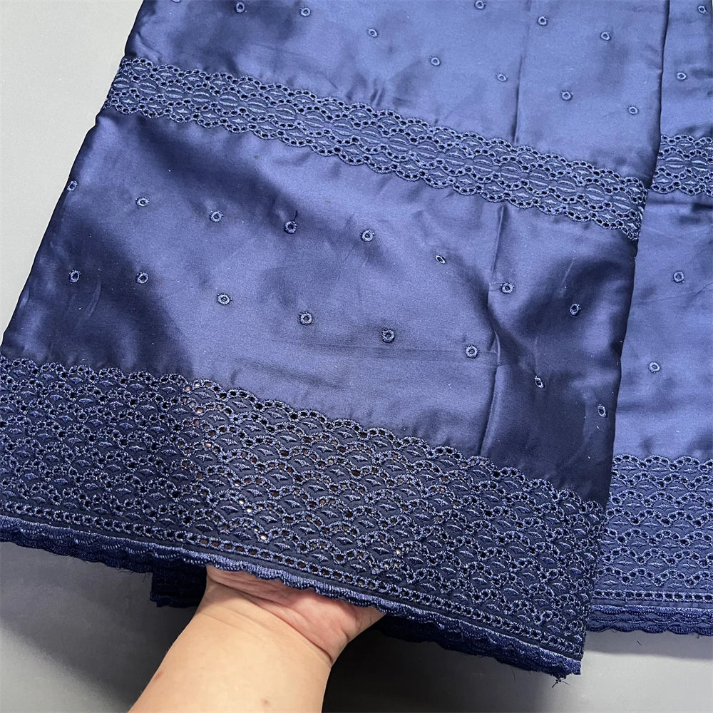 2026 High-Quality African Nigerian Tulle Lace Fabric for Dress Sewing Pure Embroidery Damask Cotton Wedding Party 5Yard hz1413
