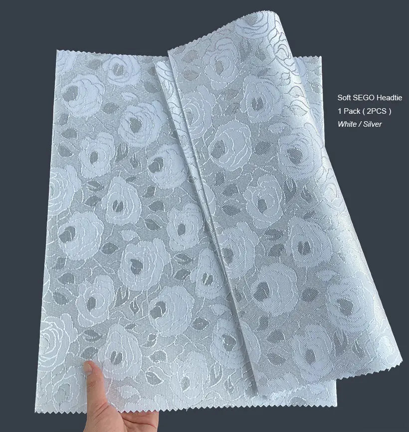 2PCS/ Pack African Lurex Floral SEGO Headtie Nigeria Head Gear Gele & Ipele High Quality Hair Tie Wrap Traditional Bandana Scarf