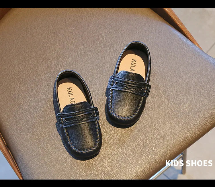 Boy Leather Shoe Fashion Solid Color Versatile Kids School Causal Single Shoes Breathable Non-slip Children Slip-on Flat Loafers