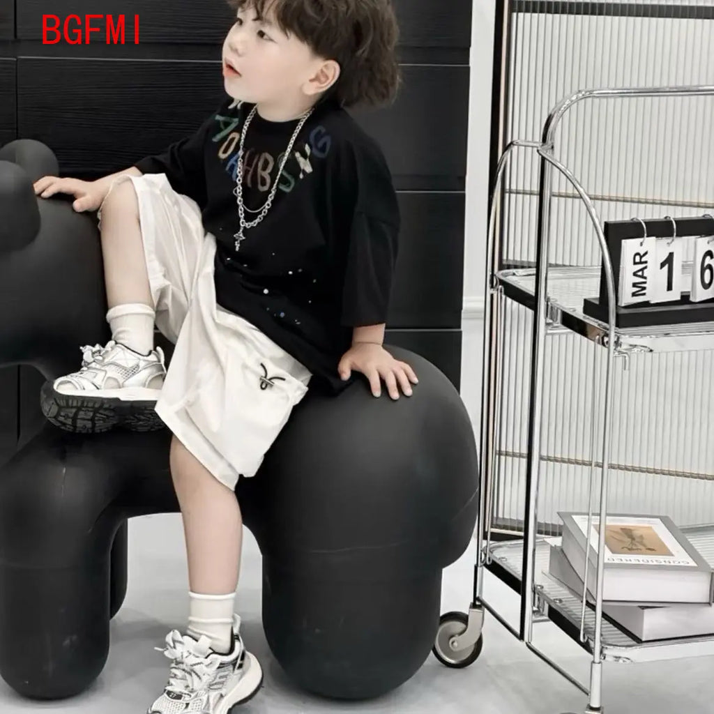 Baby Boys Summer Sportswear.Suit 2025 New Children Streetwear kid Boy Short Sleeve T Shirt + Denim Shorts 2PCS Set Outfits 2-10Y