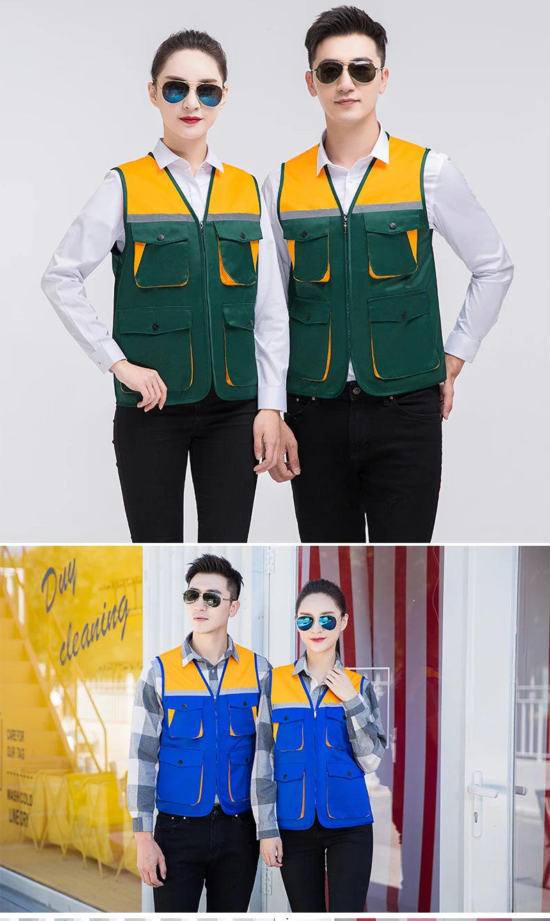 Men's Outdoor Vest Hiking Fishing Hunting Photography Multi-Pockets Multi-Function Maintenance Worker Waistcoat Print Logo