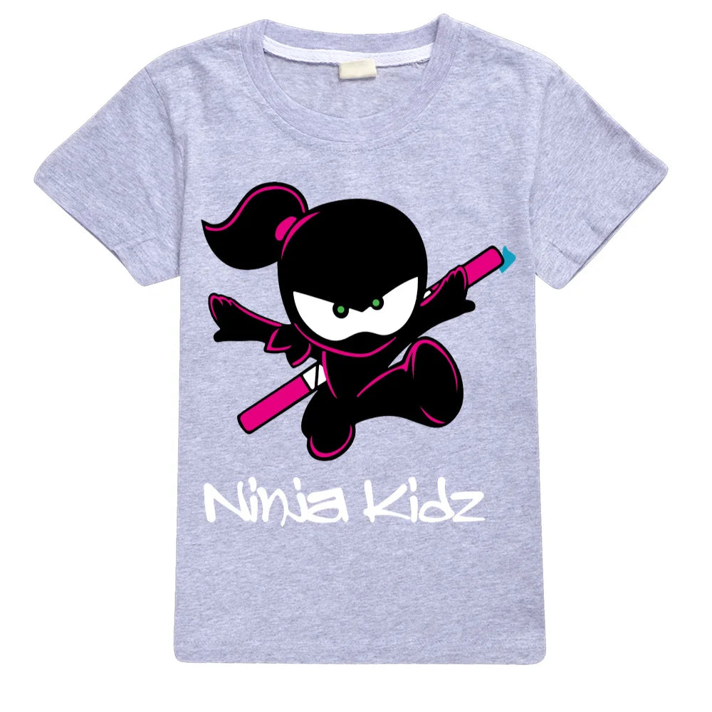 Ninja Kidz Baby Kids Summer Cotton Short-Sleeved T-shirts Children Sweatshirt Cartoon Teenager Tops Boys Girls Tees Clothing