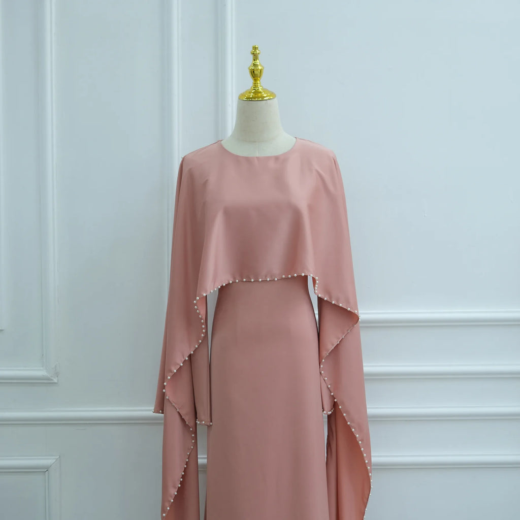 Muslim Dresses Women's Traditional Dresses And Abayas Eid Dubai Evening Dress Pearl Beaded Luxurious Robe Islamic Clothing