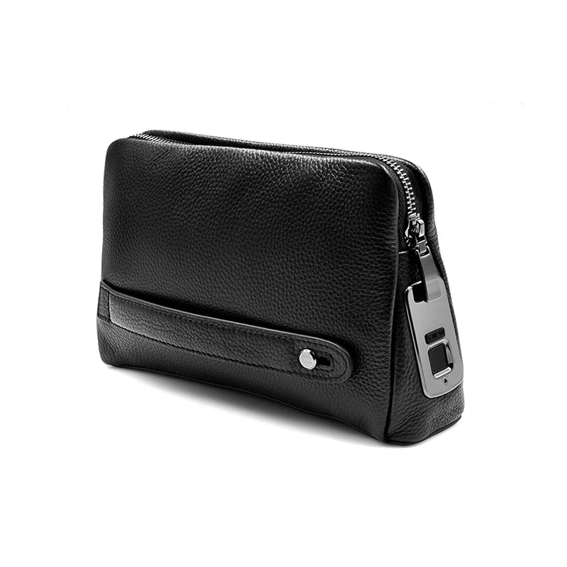 Men's Fingerprint Lock Bags for men Leather Hand Bag Male Long Money Wallets Mobile Phone Pouch Men Messenger Bag Anti-Theft