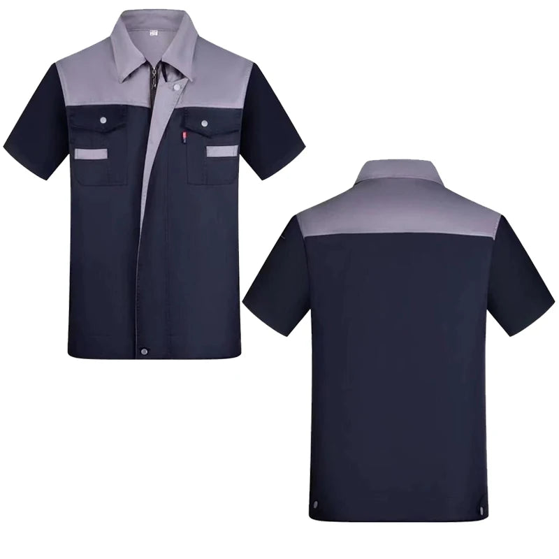 Summer Workwear Men's Women's Short Sleeve Thin Breathable Uniform Factory Service Auto Repair Top Ropa De Trabajo