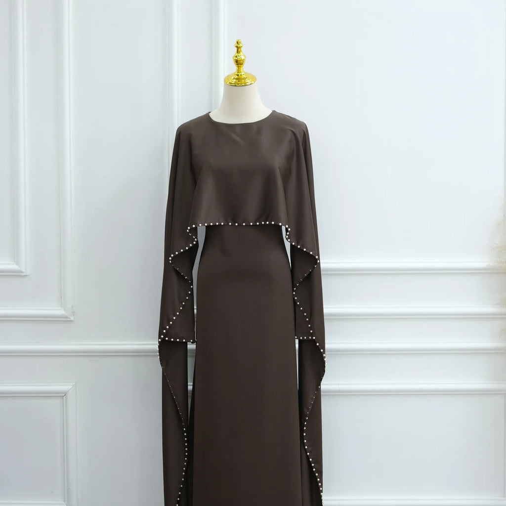 Muslim Dresses Women's Traditional Dresses And Abayas Eid Dubai Evening Dress Pearl Beaded Luxurious Robe Islamic Clothing