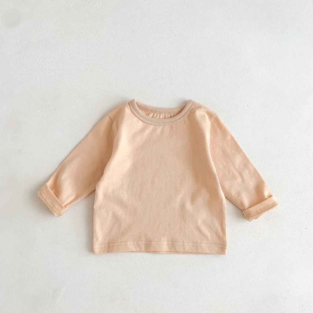 Infant Clothes Toddler Boy Cotton Long Sleeves T-shirts Spring Autumn Outfits Girl Baby Solid Bottoming Shirt Kid Striped Tees