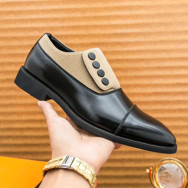 High End Brand Men's Leather Casual Shoes Office Men's Business Shoes Luxurious Banquet Pointed Toe Shoes for Wedding Brown