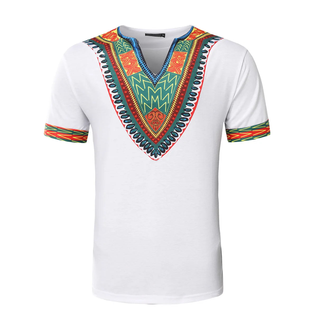 2026 Men's African Traditional Clothing Men Dashiki Short Sleeve T-shirt Fashion V-neck Printed Ethnic Style Casual Tops for Men