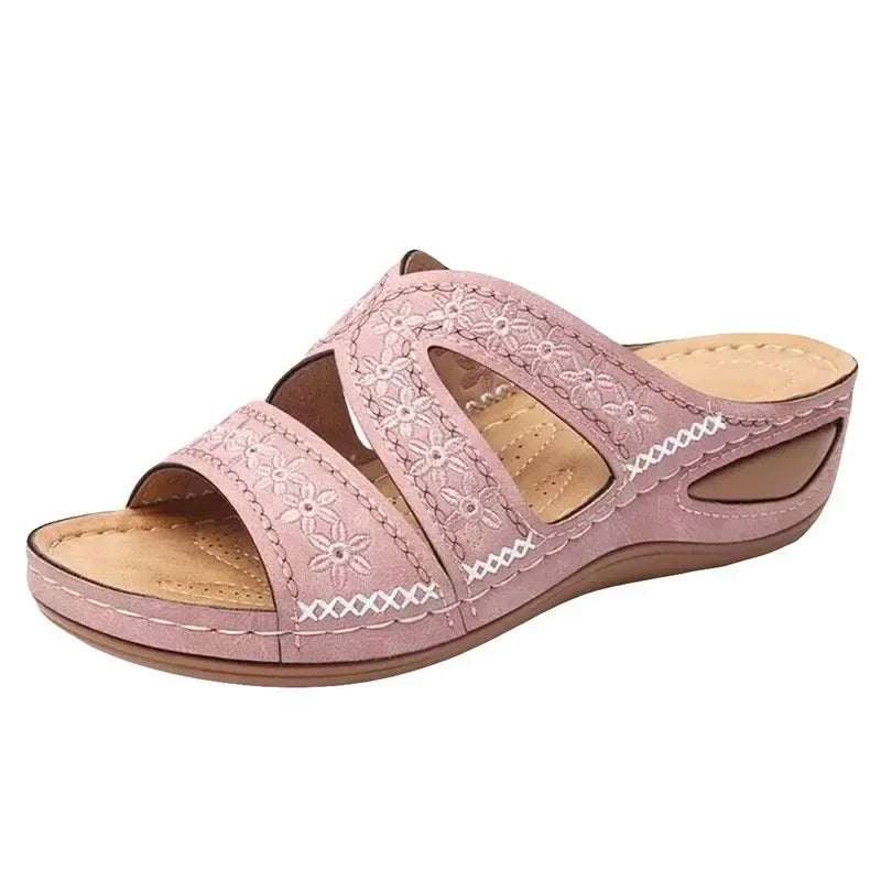 Summer Women Wedge Sandals Premium Orthopedic Open Toe Sandals Vintage Anti-slip Leather Casual Female Platform Retro Shoes
