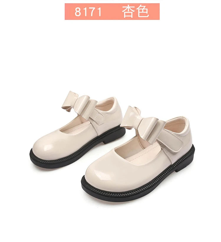 New Girl Leather Shoes Princess Kid Student School Causal Black Versatile Shoes Hook & Loop Children Glossy Mary Jane Autumn Hot