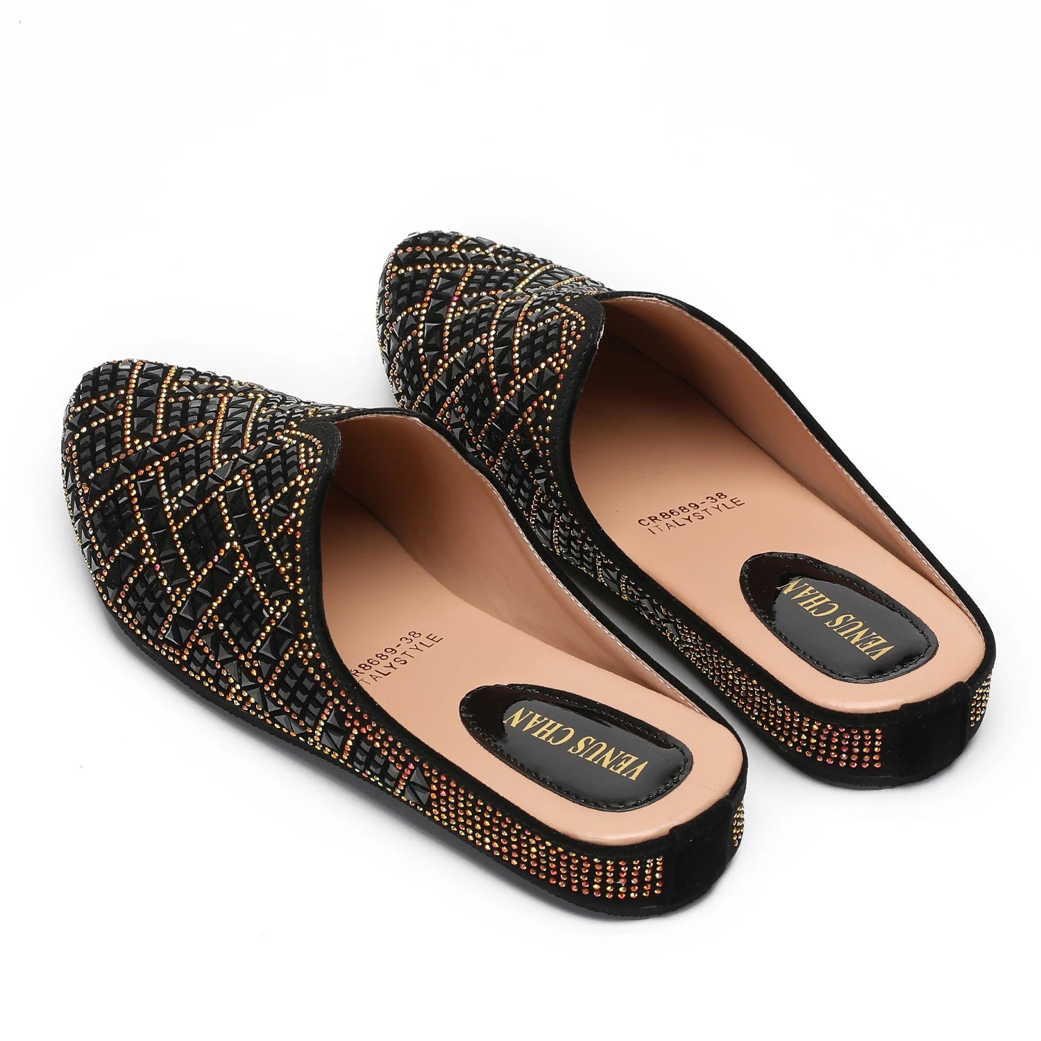2025 Latest Design Nigeria Silver Color Half Shoes Elegant Flat Shoes for Woman Fashion Comfortable Party Slippers